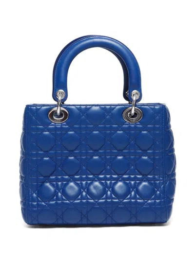 Pre-owned Dior Medium Lady  Two-way Bag In Blue