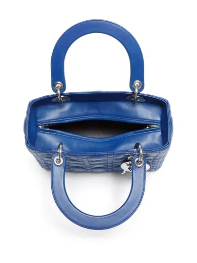 Pre-owned Dior Medium Lady  Two-way Bag In Blue