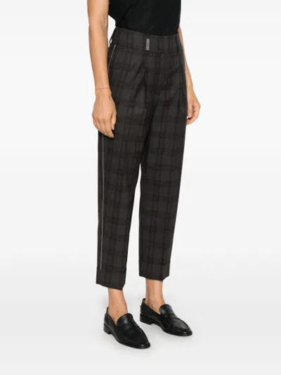 Peserico Wool Cropped Trousers In Brown