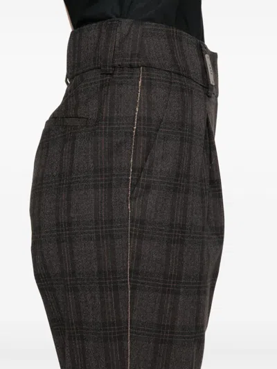 Peserico Wool Cropped Trousers In Brown