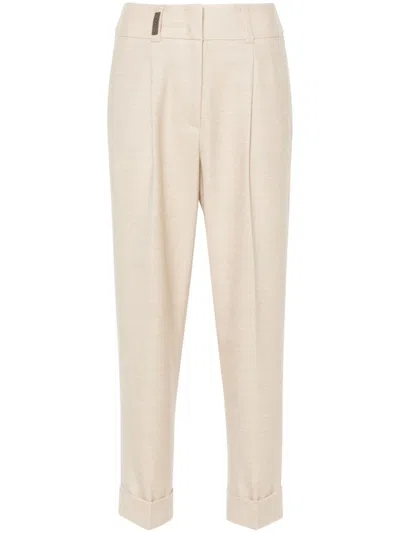 Peserico Bead-embellished Trousers In Neutrals