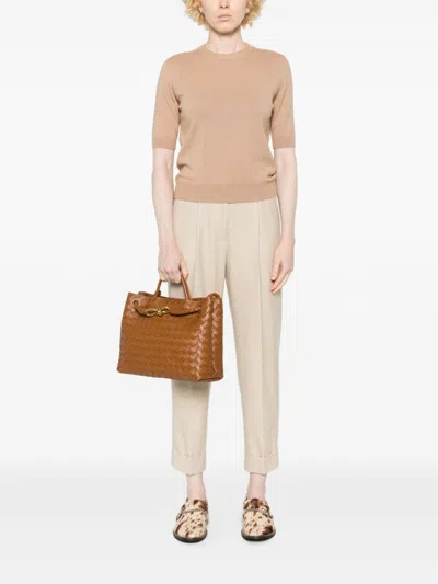Peserico Bead-embellished Trousers In Neutrals