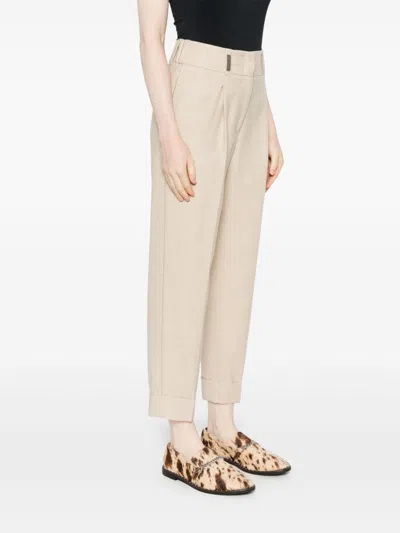 Peserico Bead-embellished Trousers In Neutrals