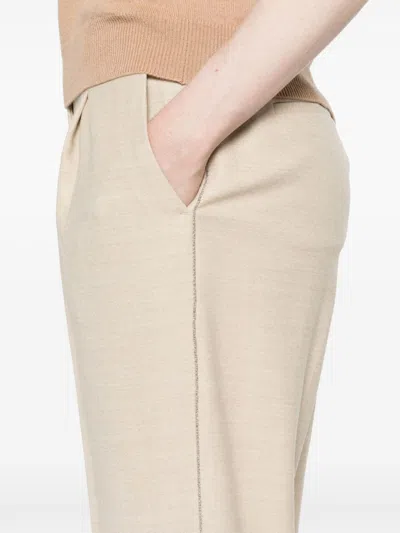 Peserico Bead-embellished Trousers In Neutrals