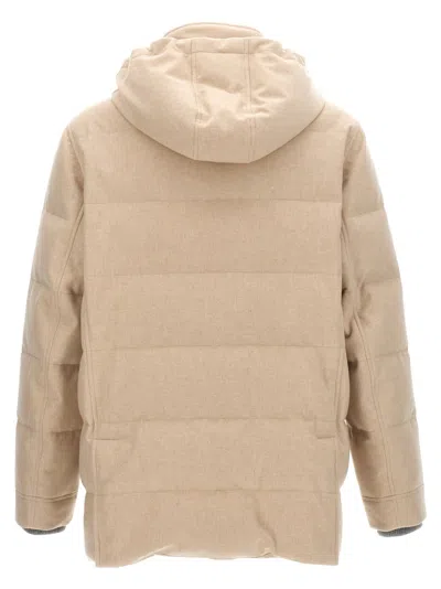 Brunello Cucinelli Knit Insert Down Jacket Puffer Jackets Beige