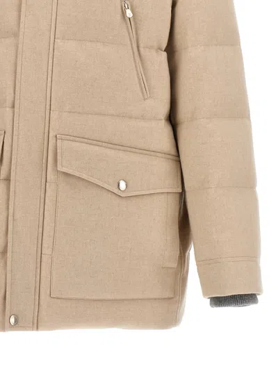 Brunello Cucinelli Knit Insert Down Jacket Puffer Jackets Beige