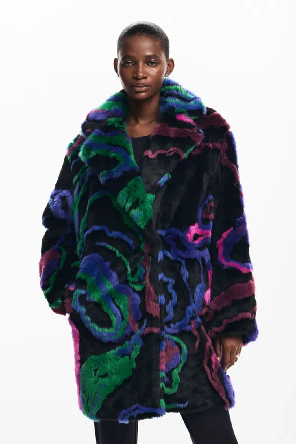 超得M. Christian Lacroix エコファーコート Desigual Desigual M CHRISTIAN LACROIX-EFFECT - Winter coat - black