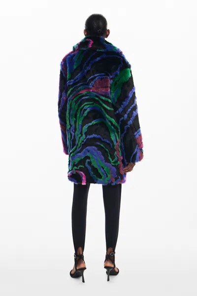Desigual M. Christian Lacroix Fur-effect Coat In Black