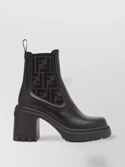 Fendi Women Domino Leather Boots In Black
