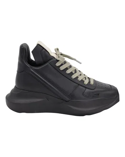 Rick Owens Geth Chunky Sneakers In Black Leather In Black