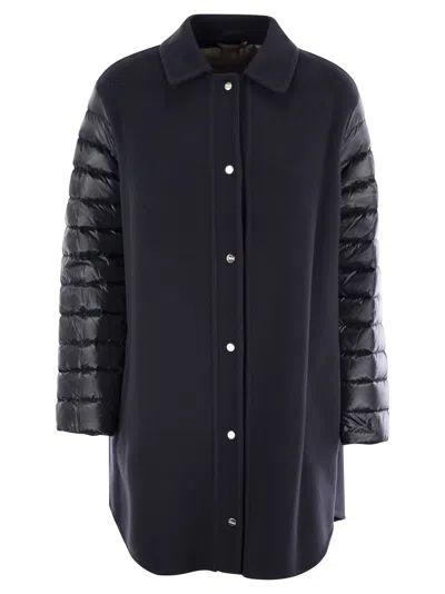 Herno Luxury Wool-blend Jacket With Quilted Down Sleeves