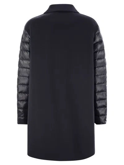 Herno Luxury Wool-blend Jacket With Quilted Down Sleeves