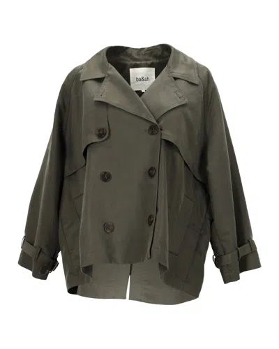 Ba&sh Tea Double-breasted Twill Jacket In Green Cotton In Green