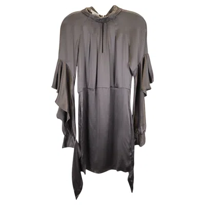 Vanessabruno Vanessa Bruno Ruffled Asymmetric Sleeve In Grey Silk In Grey
