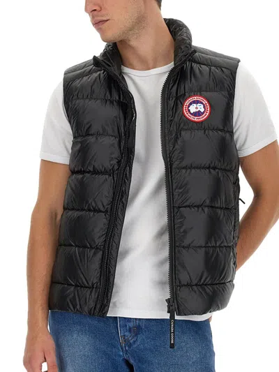 Shop Canada Goose Down Vest With Logo Patch In Black