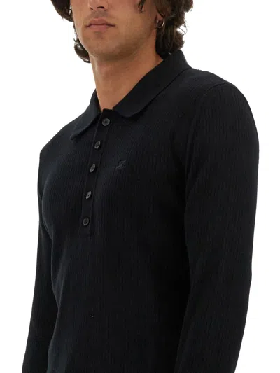 Shop Courrèges Polo With Logo In Black