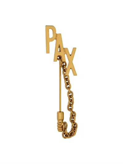 Shop Moschino Brooch With Chain Pax In Gold