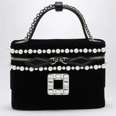 Roger Vivier Mini Velvet Vanity Handbag With Beads And Rhinestone Buckle