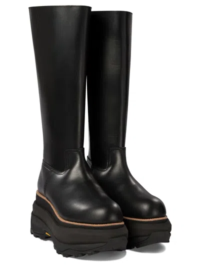 Sacai Tall Boots With Lug Sole And Platform In Black