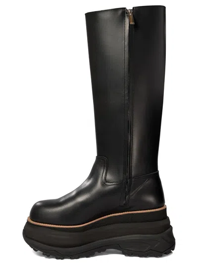 Sacai Tall Boots With Lug Sole And Platform In Black