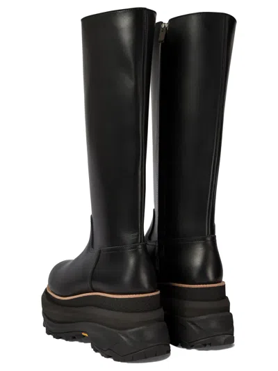 Sacai Tall Boots With Lug Sole And Platform In Black