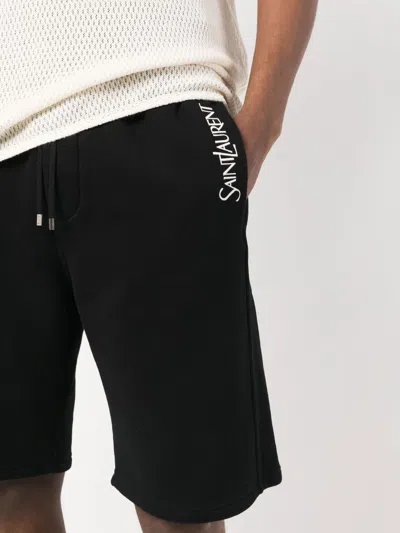 Saint Laurent Logo Cotton Shorts