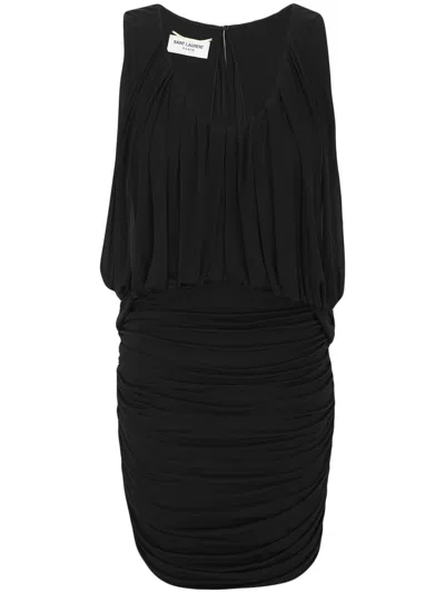 Saint Laurent Gathered Jersey Mini Dress