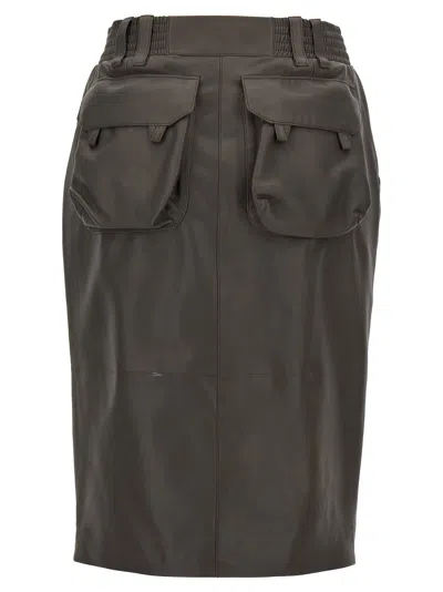 Saint Laurent Gonna A Matita A Vita Alta In Pelle