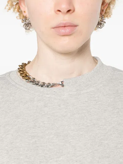 Stella Mccartney Crewneck Organic Cotton Sweatshirt With Chain. In White