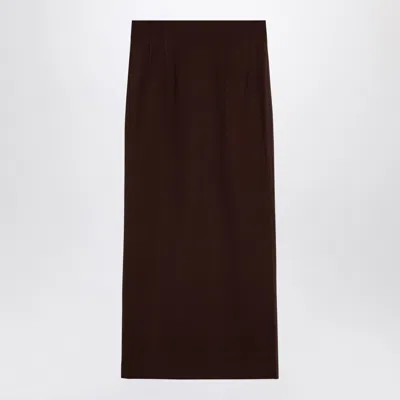 The Andamane Maxi Skirt With Back Slit And High Waist In Brown
