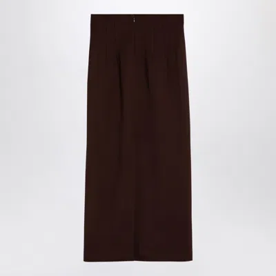 The Andamane Maxi Skirt With Back Slit And High Waist In Brown