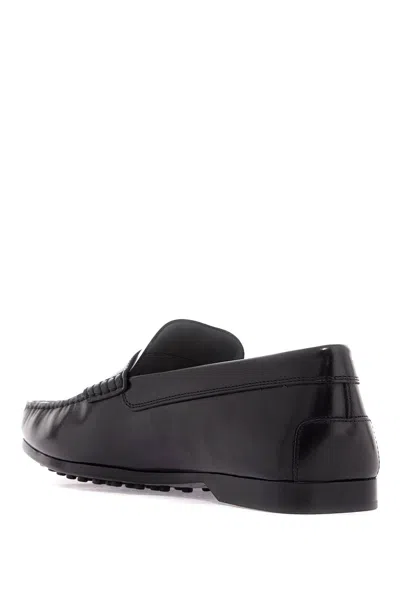 Shop Tod's Brushed Leather Loafers With Penny Detail