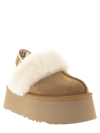 Ugg Sabot Platform In Suede And Shearling