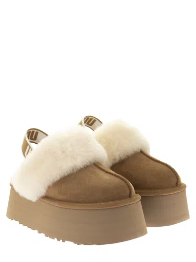Ugg Sabot Platform In Suede And Shearling