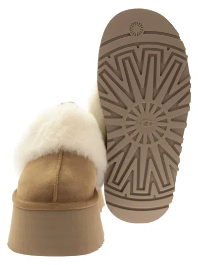 Ugg Sabot Platform In Suede And Shearling