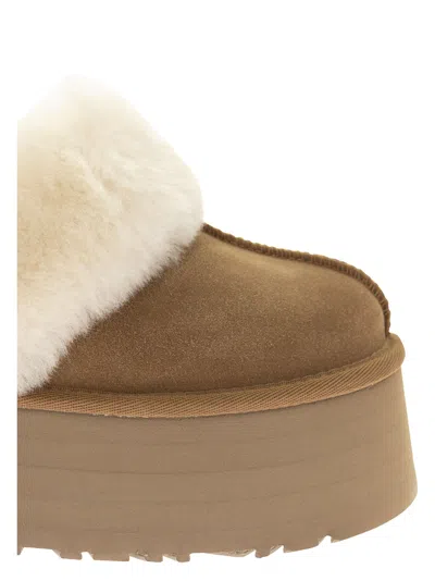 Ugg Sabot Platform In Suede And Shearling