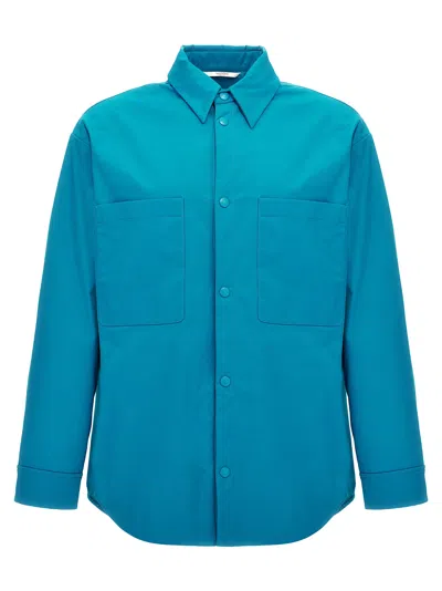 Valentino Shirt Jacket Nylon Chest Pockets In Blue
