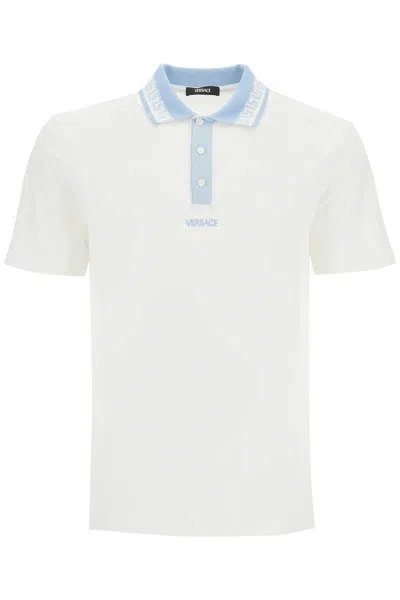 Shop Versace Polo Shirt With Greek Motif