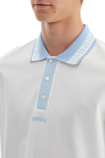 Shop Versace Polo Shirt With Greek Motif