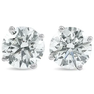 Pompeii3 2 Ct Platinum Diamond Screw Back Studs Enhanced In Silver