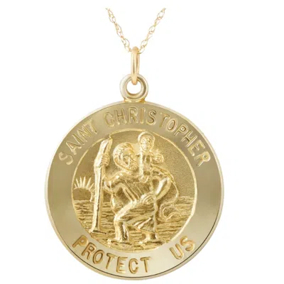 Pompeii3 14k Yellow Gold St. Christopher Medal Pendant 1" Tall 3 Grams In Gold
