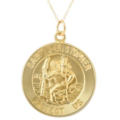 Pompeii3 14k Yellow Gold St. Christopher Medal Pendant 1" Tall 3.5 Grams In Gold
