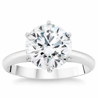 Pompeii3 Platinum 3.20ct Certified Diamond Solitaire Engagement Ring Lab Grown In Silver