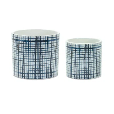 Houzbling Pot (set Of 2) 4"d X 4"h, 5.5"d X 5.75"h Dolomite