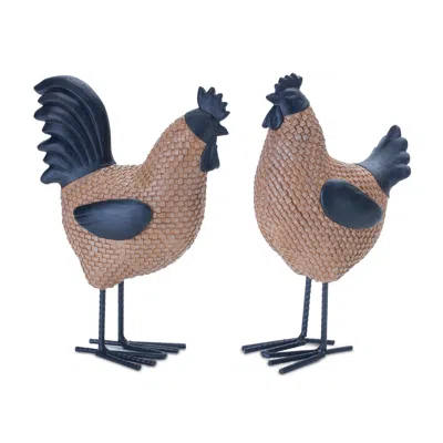 Houzbling Hen And Rooster (set Of 2) 9"h Resin