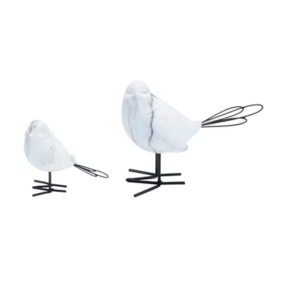 Houzbling Bird (set Of 4) 3.75"h, 5.5"h Resin/wire