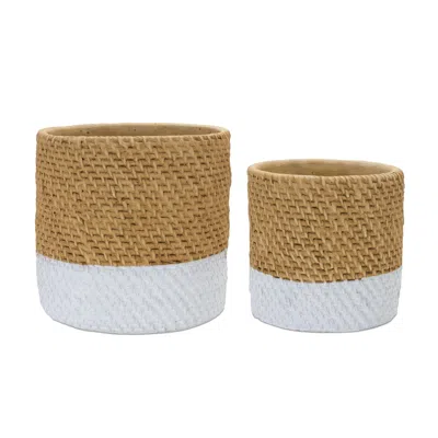 Houzbling Pot (set Of 2) 7.5"d X 7.25"h, 9.5"d X 9"h Cement