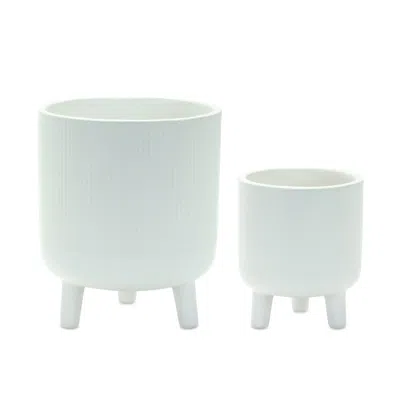 Houzbling Pot W/legs (set Of 2) 3.25"d X 4"h, 4.5"d X 5.5"h Dolomite