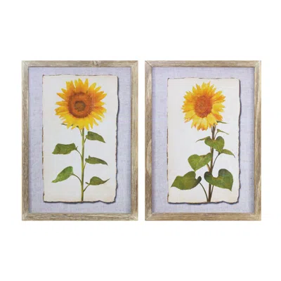 Houzbling Sunflower Print (set Of 2) 12.75"l X 17.5"h Wood/mdf/paper