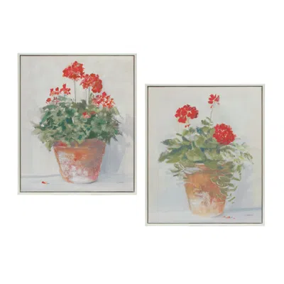 Houzbling Framed Potted Geranium Print (set Of 2) 10.5"l X 12.5"h Mdf/plastic/paper